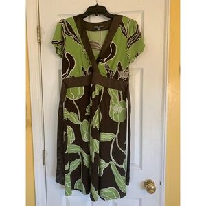 Green and Brown Floral Dress Apt. 9 Short Sleeve